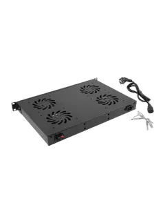 Lanberg 19" Fan Unit / Ventilation Panel With LCD 4 Fans + Thermostat 230 V Black
