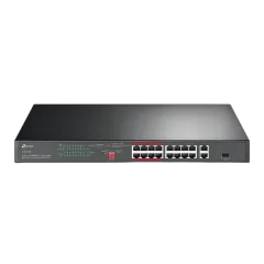 TP-Link 16-Port 10 100 Mbps 2-Port Gigabit Rackmount Switch with 16-Port PoE