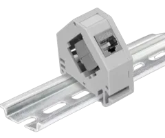 NaviaTec keystone jack holder for DIN rail, 1 port, with 1pc CAT6A STP keystone jack