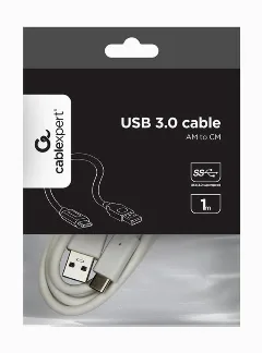 Gembird USB 3.0 AM to Type-C cable (AM CM), 1m, white