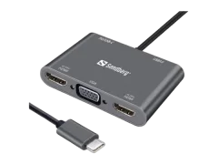 Sandberg USB-C Dock 2xHDMI 1xVGA USB PD