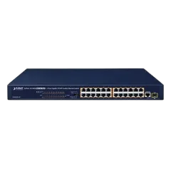 Planet 25-Port Unmanaged Switch w 24 PoE Ports (24x 100Mbps RJ45 802.3at PoE 1x combo GbE SFP)