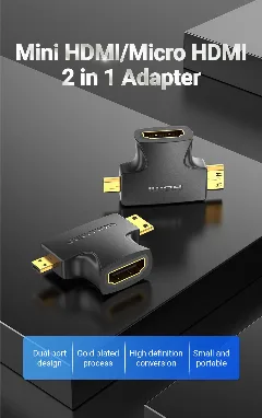 Vention 2 in 1 Mini HDMI and Micro HDMI Male to HDMI Female Adapter Black