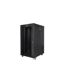 Lanberg 22U/800X800 Rack Cabinet 19" Free-Standing (Flat Pack) With Glass Door Black (includes LCD