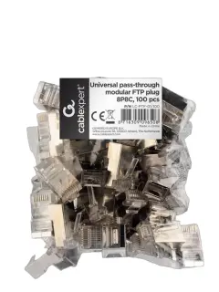 Gembird Cat5e Cat6 pass-through modular FTP plug 8P8C, 100 pcs