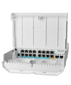 MikroTik outdoor 18 port switch with 15 reverse PoE ports and SFP