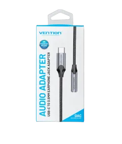 Vention USB-C Male to 3.5MM Earphone Jack With DAC Adapter 0.1M Gray