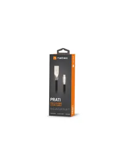 Natec Prati USB-C (M)->USB-A (M) 2.0 Cable 1M Black Metal Quick Charge 3.0 Support