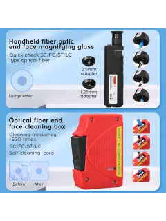 Comptyco 13pcs Fiber Optic Cleaning Kit Cable Cleaner With 400x Magnifier For FC SC ST LC