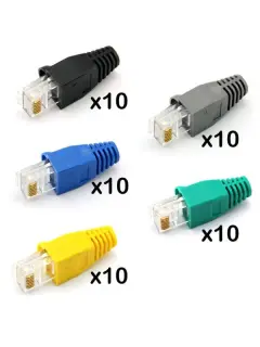 NaviaTec CAT5e shielded RJ45 plug for round cable incl strain relief plug blue 10pc