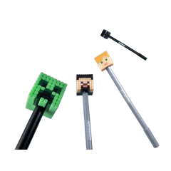 Set od 4 kemijske olovke Puckator piši briši s Minecraft Chibi silikonskim ukrasom PEN314