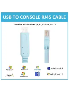 Oikwan USB-A to RJ45 Cable for Cisco Console USB to Console Cable with FTDI Chip RS232 1.8m
