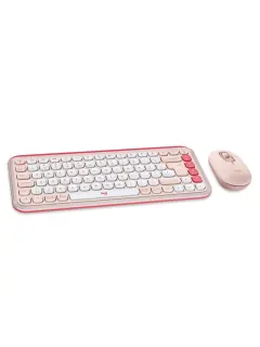Logitech POP Icon Combo, bež. tipkovnica/miš, roza