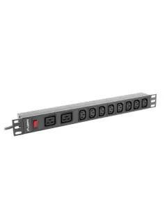 Lanberg PDU 19" 1U 16A 2M 2X C19 8X IEC C13 Sockets Black C20