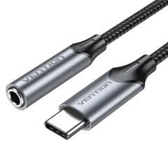 Vention USB-C Male to 3.5MM Earphone Jack With DAC Adapter 0.1M Gray