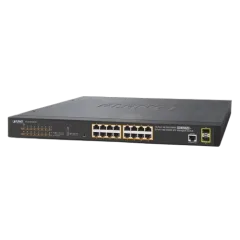 Planet 18-Port Managed Rackmount 802.3at Switch (16x RJ45 Gbe 30W port PoE (220W) 2x 100 1000X SFP