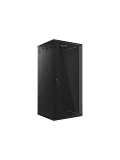 Lanberg Rack Cabinet 19" Wall-Mount 27U/600X600 (Flat Pack) With Glass Door Black V2