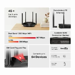 Mercusys 4G Cat6 AC1200 Wireless Dual Band Gigabit Router