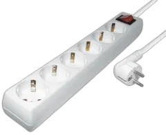 Transmedia 6-way power strip with Switch, white, 5m
