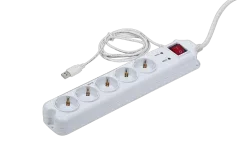 Gembird Surge protector with Master Slave function, white color
