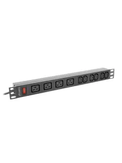 Lanberg Power Distribution Unit (PDU) 19" 1U 16A 4X C19 6X IEC C13 Sockets Black 2M cable with C20
