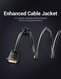 Vention Cotton Braided DVI-D (24 1) Male to Male Cable 1m, Black
