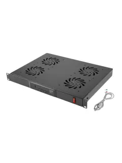 Lanberg 19" Fan Unit / Ventilation Panel With LCD 4 Fans + Thermostat 230 V Black
