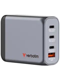 Punjač zidni Verbatim GaN #32202 2xUSB-C/PD 100 W/1xUSB-A QC 3.0 (EU/UK/US)