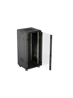 Lanberg 27U/600X600 Rack Cabinet 19" Free-Standing (Flat Pack) With Glass Door Black