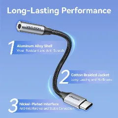Vention USB-C Male to 3.5MM Earphone Jack Adapter 0.1M White