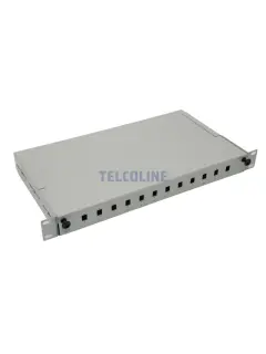 Telcoline Fiber optic patch panel 1U/19”, 12F/12xSC Simplex, slide out/drawer type, Gray