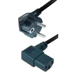 Transmedia IEC plug to IEC jack, Angled, 1,5m, Black