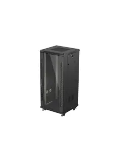 Lanberg 27U/600X600 Rack Cabinet 19" Free-Standing (Flat Pack) With Glass Door Black