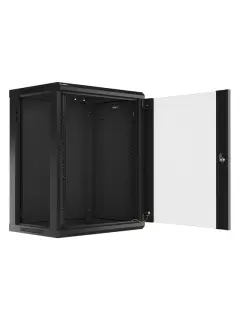 Lanberg Rack Cabinet 19" Wall-Mount 15U/600X450 (Flat Pack) With Glass Door Black V2