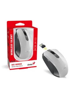 Genius NX-8008S, bežični miš, silent, bijela/siva