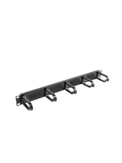 Lanberg 19" Cable Management Brush Panel 5 Rings Type B 1U Black