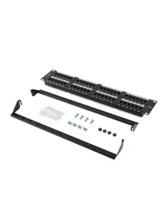 Lanberg Patch Panel 48 Port 2U 19" CAT.6 UTP Black