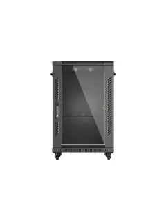 Lanberg 18U/ 600X600 Rack Cabinet 19" Free-Standing (flat pack) with Glass Door Black