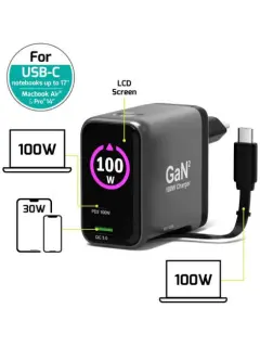 Port zidni punjač 100 W type C, GaN2+USB-C kabel 2m