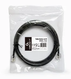 Gembird Telephone cord, round, 6P4C, 2 m, black