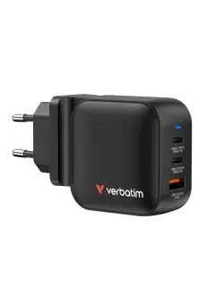 Punjač zidni Verbatim Mini GaN #32229 70 W, 3 priključka; 2xUSB-C PD 70 W/1xUSB-A QC 3.0 (EN/UK/US)