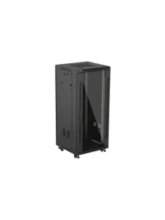 Lanberg 27U/600X600 Rack Cabinet 19" Free-Standing (Flat Pack) With Glass Door Black