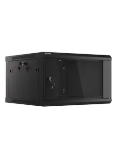 Lanberg Rack Cabinet 19" Wall-Mount 6U/600X600 (Flat Pack) With Glass Door Black V2
