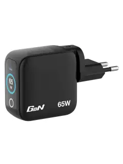 Punjač zidni sa zaslonom Verbatim Mini GaN #30238 65 W, 3 priključka; 2xUSB-C PD 65 W/1xUSB-A QC 3.0 (EN/UK/US)
