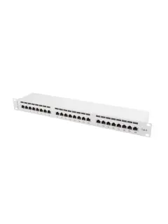 Lanberg Patch Panel 24 Port 1U 19" CAT.6 FTP With Cable Organizer Shielded Grey