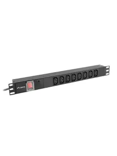 Lanberg Power Distribution Unit (PDU) 19" 1U 16A (8X IEC C13 Sockets), Black 2m C20 input plug cable