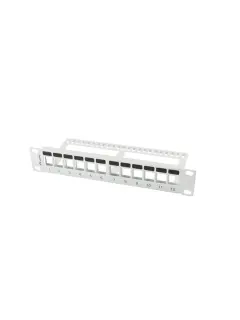 Lanberg Patch Panel Blank 12 Port 1U With Organizer For Keystone Modules Grey