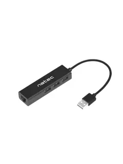 Natec USB 2.0 Hub Dragonfly 3-Port + RJ45