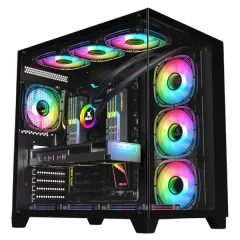 NaviaTec Seafarer Gaming case ATX with 7x ARGB Fans, Tempered Glass Sides