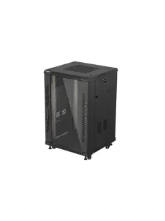 Lanberg 18U/ 600X600 Rack Cabinet 19" Free-Standing (flat pack) with Glass Door Black